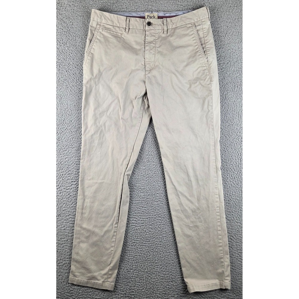 Perk Pants Mens 35x32 Beige Feel Good Slim Fit Stretch 5 Pocket Twill Chino